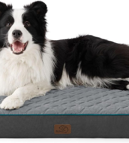 Orthopedic Dog Bed for Large Dogs - Memory Foam, 2-Layer Thick Pet Bed with Removable Washable Cover and Waterproof Lining (36X27X3.5 Inches), Dog Mattress, Grey