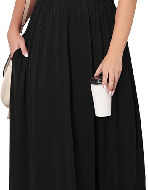 Load image into Gallery viewer, Women'S plus Size Short Sleeve Loose Plain Casual Long Maxi Dresses with Pockets
