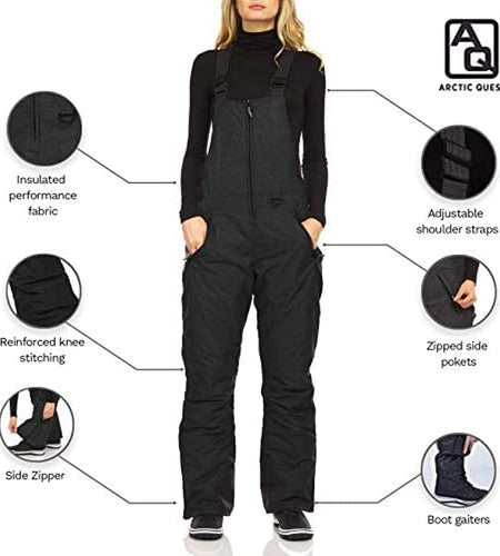 Womens Insulated Water Resistant Ski Snow Bib Pants