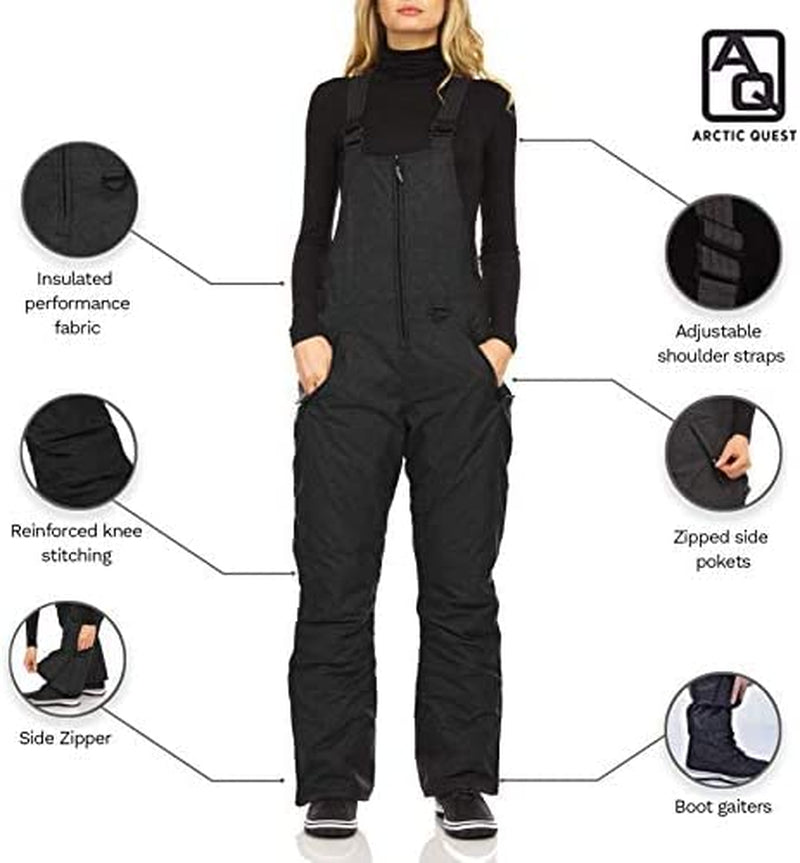 Womens Insulated Water Resistant Ski Snow Bib Pants