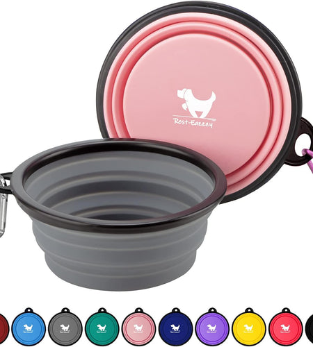Expandable Dog Bowls for Travel, 2-Pack Dog Portable Water Bowl for Dogs Cats Pet Foldable Feeding Watering Dish for Traveling Camping Walking with 2 Carabiners, BPA Free