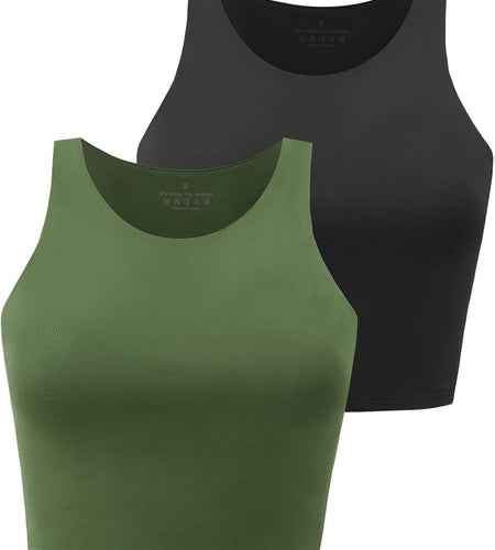 Workout Crop Tops for Women Cropped Racerback Halter Neck Shirts Sleeveless Yoga Tops Pack