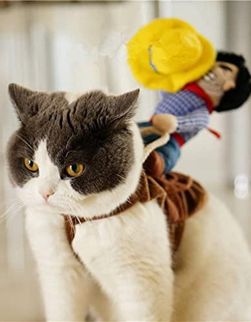 Load image into Gallery viewer, Halloween Cowboy Dog Cat Costume Clothes Novelty Funny Pets Party Cosplay Apparel Dog Riders Clothing
