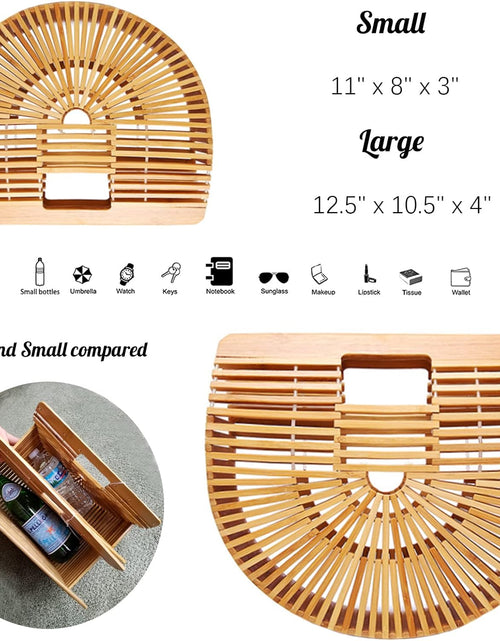 Load image into Gallery viewer, Womens Bamboo Handbag Handmade Large Tote Bag Straw Beach Bags Beach Purse
