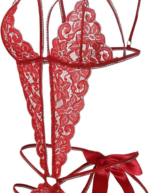 Load image into Gallery viewer, Women'S Deep V Lace Teddy One Piece Lingerie Cutout Strappy Lingerie
