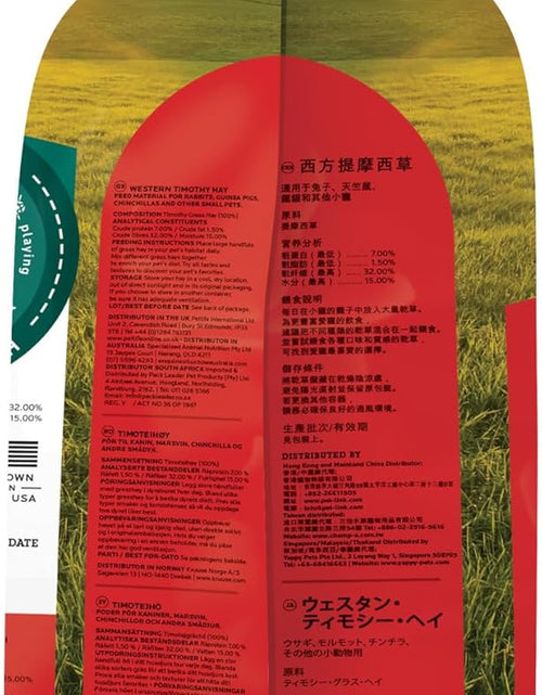 Load image into Gallery viewer, Animal Health Western Timothy Hay - All Natural Hay for Rabbits, Guinea Pigs, Chinchillas, Hamsters &amp; Gerbils -Veterinarian Recommended- Grown in the USA-90 Oz.
