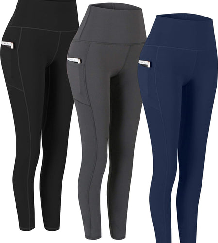 3 Pack High Waist Yoga Pants,Yoga Pants for Women Tummy Control Workout Pants 4 Way Stretch Leggings with Pockets