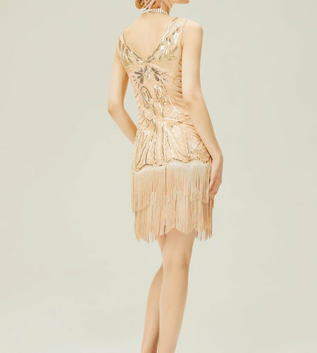 Women'S Flapper Dresses 1920S V Neck Beaded Fringed Great Gatsby Dress