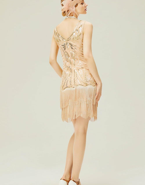 Load image into Gallery viewer, Women'S Flapper Dresses 1920S V Neck Beaded Fringed Great Gatsby Dress
