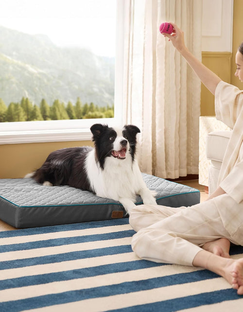 Load image into Gallery viewer, Orthopedic Dog Bed for Large Dogs - Memory Foam, 2-Layer Thick Pet Bed with Removable Washable Cover and Waterproof Lining (36X27X3.5 Inches), Dog Mattress, Grey

