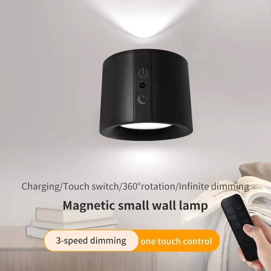 GlowFlex Touch Wall Lamp – Dual Head LED Light with Remote, 360° Rotation & USB Rechargeable Design