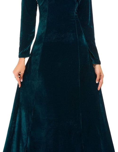 Load image into Gallery viewer, Women'S Elegant Long Sleeve Ruched Velvet Stretchy Long Dress
