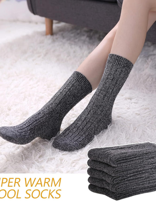 Load image into Gallery viewer, Womens 5 Pairs Soft Thick Comfort Casual Cotton Warm Wool Crew Winter Socks
