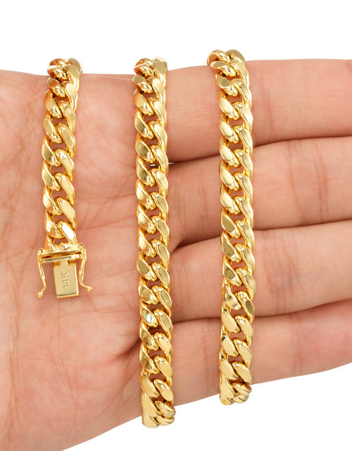Load image into Gallery viewer, 14K Real Yellow Gold Miami Cuban Link 7.5Mm Chain Necklace (16"-30") Italian Jewelry for Men &amp; Women
