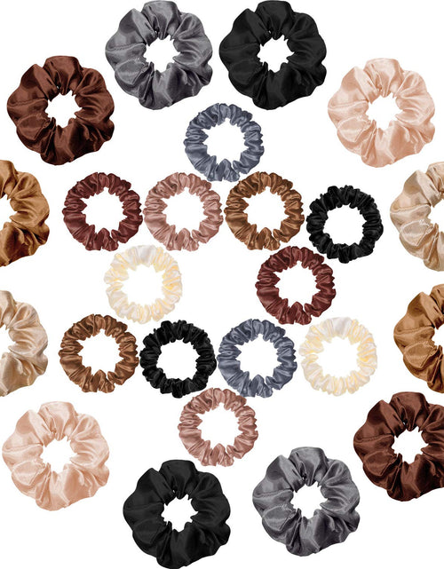 Load image into Gallery viewer, 24 Pieces Satin Hair Scrunchies Silk Elastic Hair Bands Skinny Solid Hair Ties Ropes Ponytail Holder for Women Girls Hair Accessories Decorations (Chic Colors)

