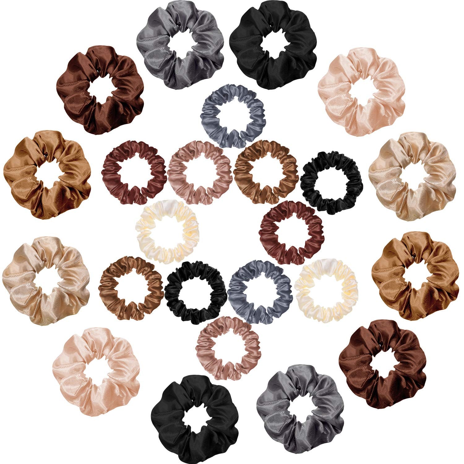 24 Pieces Satin Hair Scrunchies Silk Elastic Hair Bands Skinny Solid Hair Ties Ropes Ponytail Holder for Women Girls Hair Accessories Decorations (Chic Colors)