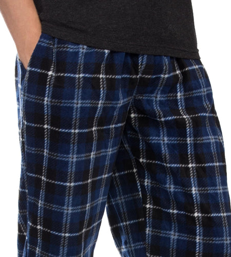 1Pack or 3Pack Mens PJ Pajama Pants Bottoms Fleece Lounge Pants Sleepwear Plaid Pjs with Pockets Microfleece