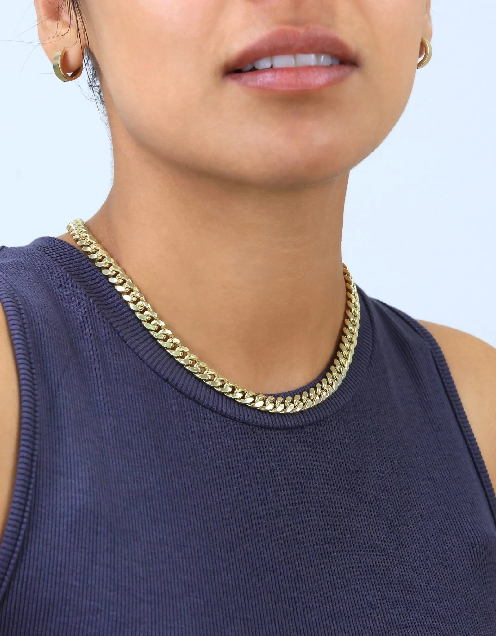 14K Real Yellow Gold Miami Cuban Link 7.5Mm Chain Necklace (16"-30") Italian Jewelry for Men & Women