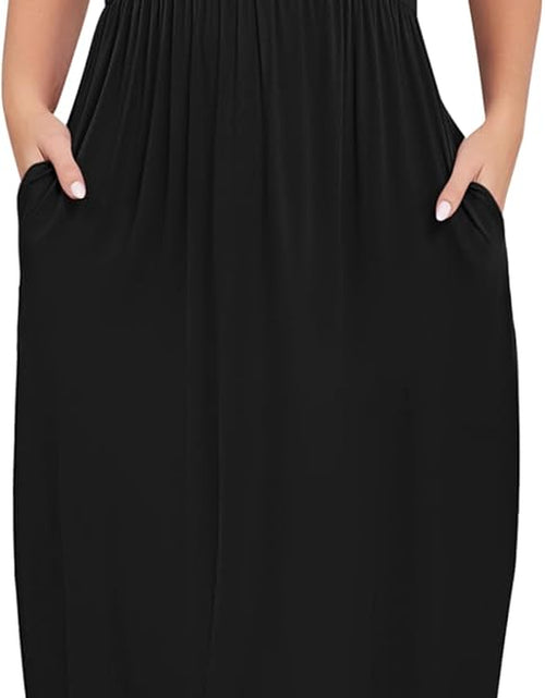 Load image into Gallery viewer, Women'S plus Size Short Sleeve Loose Plain Casual Long Maxi Dresses with Pockets
