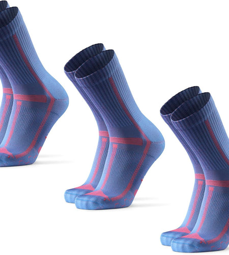 Long Distance Crew Running Socks, Moisture Wicking, Cushioned & Anti-Blister, 3 Pair Pack for Men & Women
