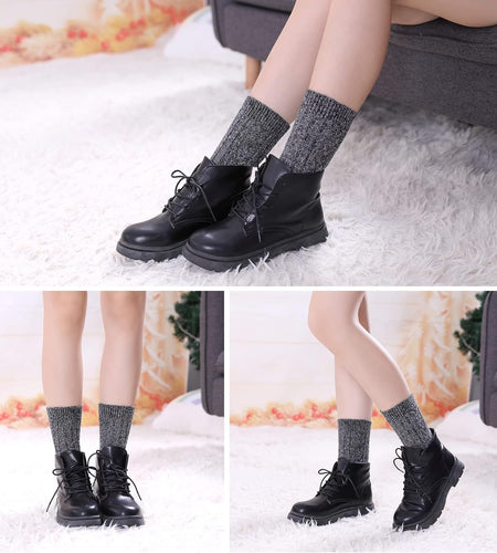 Womens 5 Pairs Soft Thick Comfort Casual Cotton Warm Wool Crew Winter Socks