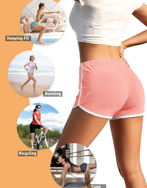 Load image into Gallery viewer, 4 Pack Yoga Short Pants Cotton Sports Shorts Gym Dance Workout Shorts Dolphin Running Athletic Shorts for Women
