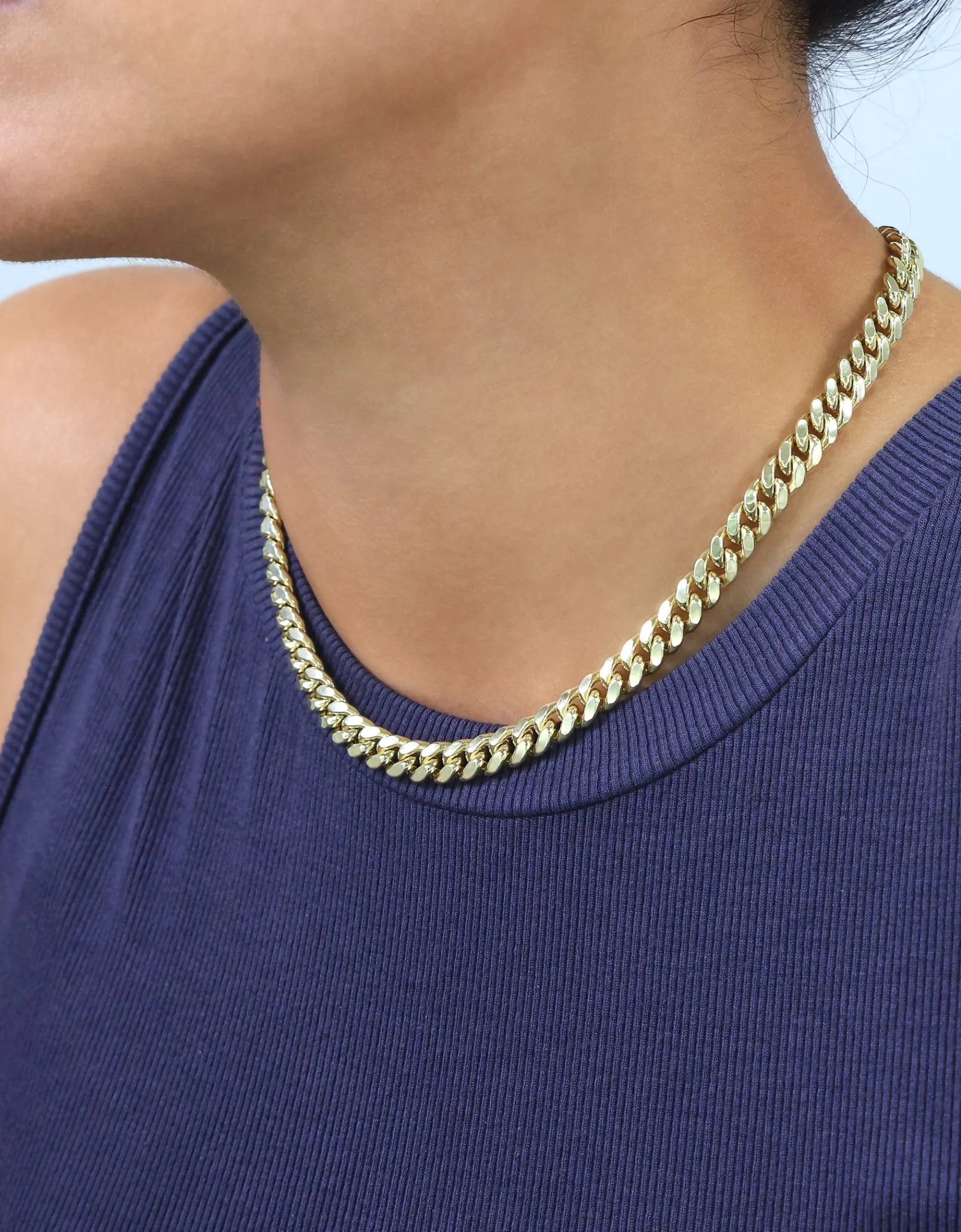 14K Real Yellow Gold Miami Cuban Link 7.5Mm Chain Necklace (16"-30") Italian Jewelry for Men & Women