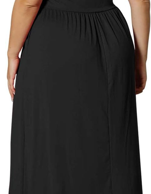 Load image into Gallery viewer, Women'S plus Size Short Sleeve Loose Plain Casual Long Maxi Dresses with Pockets
