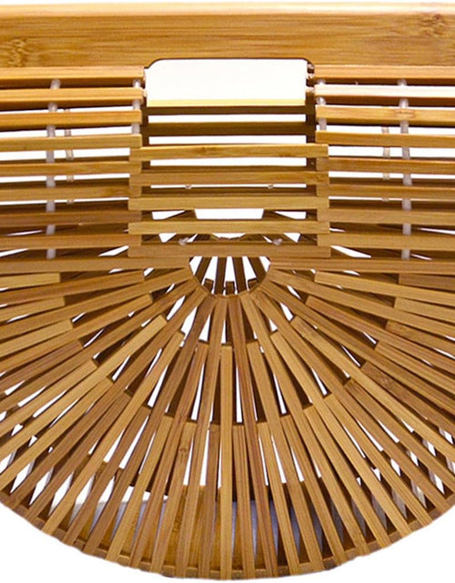 Load image into Gallery viewer, Womens Bamboo Handbag Handmade Large Tote Bag Straw Beach Bags Beach Purse
