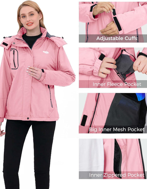 Load image into Gallery viewer, Women'S Mountain Waterproof Ski Jacket Windproof Rain Jacket Winter Warm Hooded Coat
