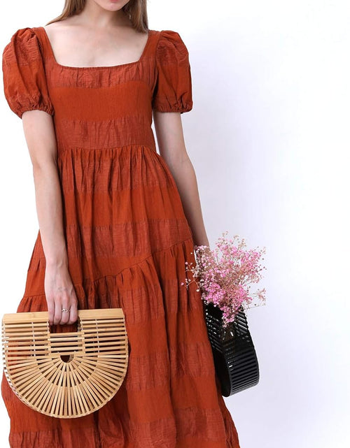 Load image into Gallery viewer, Womens Bamboo Handbag Handmade Large Tote Bag Straw Beach Bags Beach Purse
