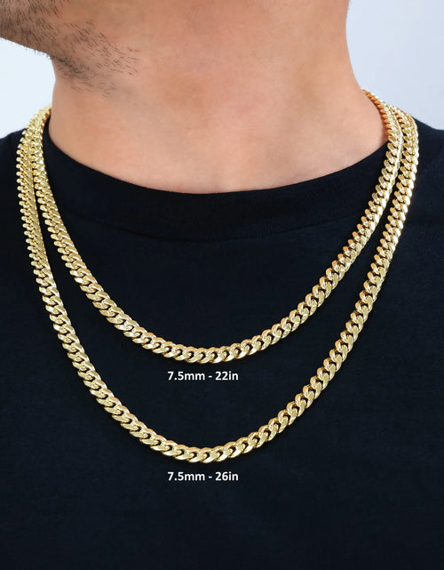Load image into Gallery viewer, 14K Real Yellow Gold Miami Cuban Link 7.5Mm Chain Necklace (16"-30") Italian Jewelry for Men &amp; Women
