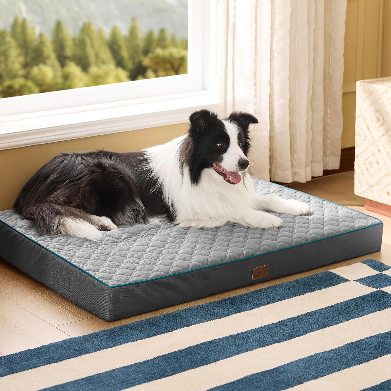Orthopedic Dog Bed for Large Dogs - Memory Foam, 2-Layer Thick Pet Bed with Removable Washable Cover and Waterproof Lining (36X27X3.5 Inches), Dog Mattress, Grey