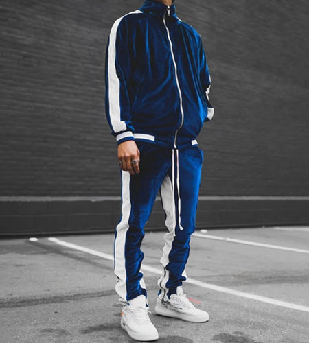 Velour Tracksuit Mens,2023 Men'S Velour Tracksuit 2 Pieces Winter Warm Full Zip up Jacket Sweatpants Fitness Sportswear Sweatsuit Jogger Sets