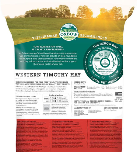 Animal Health Western Timothy Hay - All Natural Hay for Rabbits, Guinea Pigs, Chinchillas, Hamsters & Gerbils -Veterinarian Recommended- Grown in the USA-90 Oz.