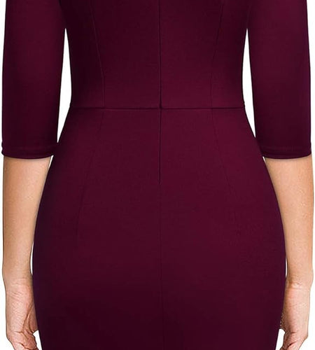 Women'S Retro Half Collar Ruffle Style Cocktail Pencil Dress
