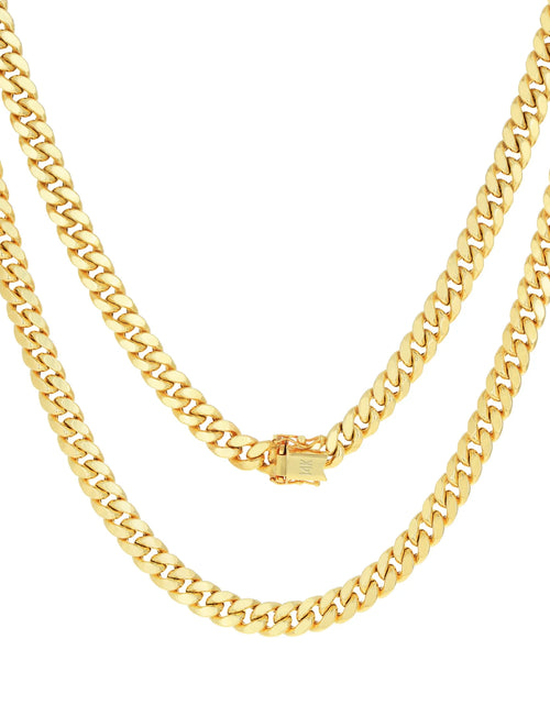 Load image into Gallery viewer, 14K Real Yellow Gold Miami Cuban Link 7.5Mm Chain Necklace (16"-30") Italian Jewelry for Men &amp; Women
