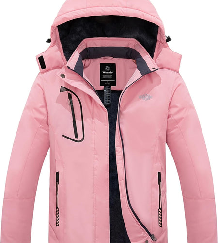 Women'S Mountain Waterproof Ski Jacket Windproof Rain Jacket Winter Warm Hooded Coat