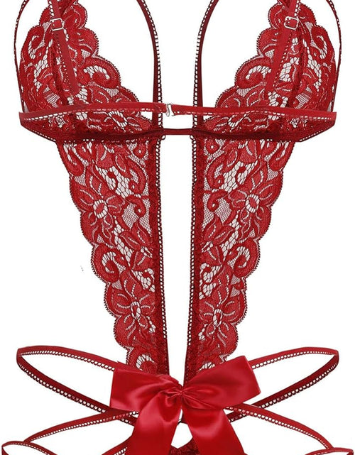 Load image into Gallery viewer, Women'S Deep V Lace Teddy One Piece Lingerie Cutout Strappy Lingerie
