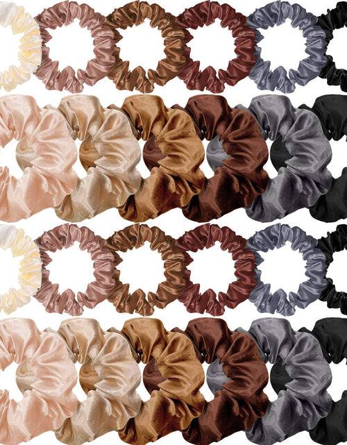 Load image into Gallery viewer, 24 Pieces Satin Hair Scrunchies Silk Elastic Hair Bands Skinny Solid Hair Ties Ropes Ponytail Holder for Women Girls Hair Accessories Decorations (Chic Colors)
