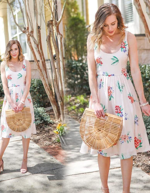 Load image into Gallery viewer, Womens Bamboo Handbag Handmade Large Tote Bag Straw Beach Bags Beach Purse
