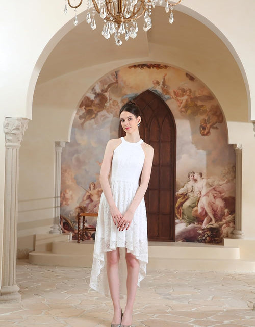 Load image into Gallery viewer, Women'S Halter Floral Lace Cocktail Party Dress Hi-Lo Bridesmaid Dress
