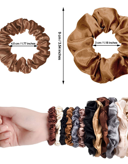 Load image into Gallery viewer, 24 Pieces Satin Hair Scrunchies Silk Elastic Hair Bands Skinny Solid Hair Ties Ropes Ponytail Holder for Women Girls Hair Accessories Decorations (Chic Colors)
