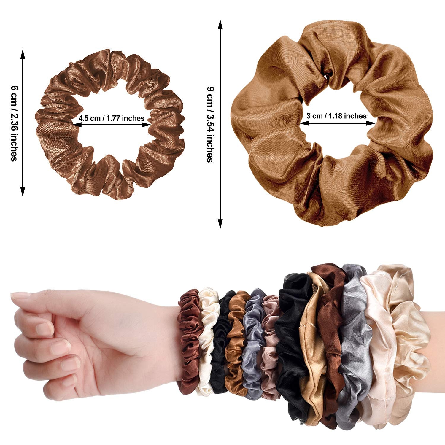 24 Pieces Satin Hair Scrunchies Silk Elastic Hair Bands Skinny Solid Hair Ties Ropes Ponytail Holder for Women Girls Hair Accessories Decorations (Chic Colors)