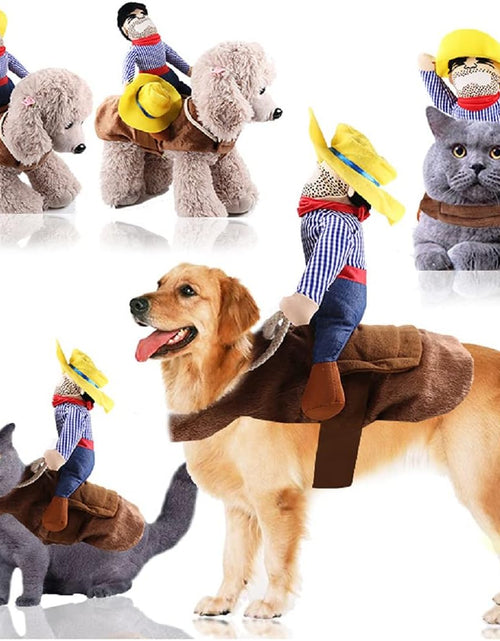 Load image into Gallery viewer, Halloween Cowboy Dog Cat Costume Clothes Novelty Funny Pets Party Cosplay Apparel Dog Riders Clothing
