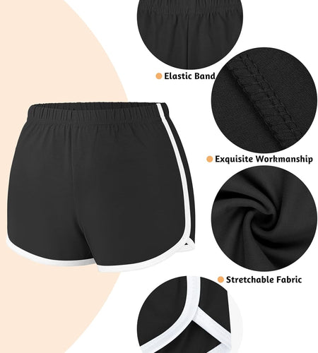 4 Pack Yoga Short Pants Cotton Sports Shorts Gym Dance Workout Shorts Dolphin Running Athletic Shorts for Women