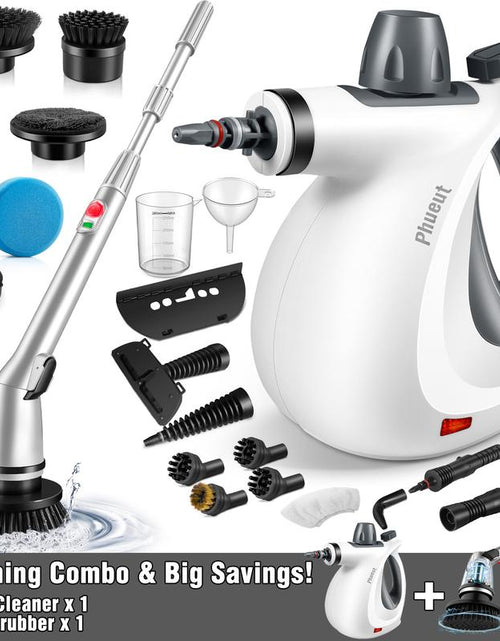 Load image into Gallery viewer, Pressurized Handheld Steam Cleaner &amp; Rechargeable Spin Scrubber
