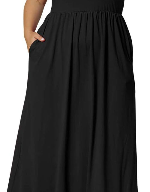 Load image into Gallery viewer, Women'S plus Size Short Sleeve Loose Plain Casual Long Maxi Dresses with Pockets

