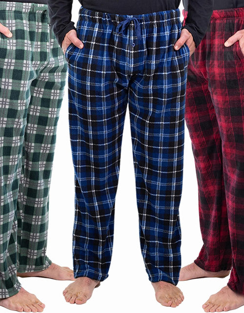 Load image into Gallery viewer, 1Pack or 3Pack Mens PJ Pajama Pants Bottoms Fleece Lounge Pants Sleepwear Plaid Pjs with Pockets Microfleece
