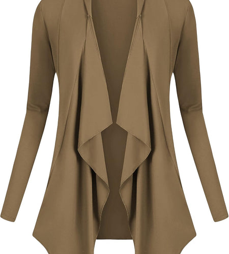 Women'S Drape Front Open Cardigan Long Sleeve Irregular Hem